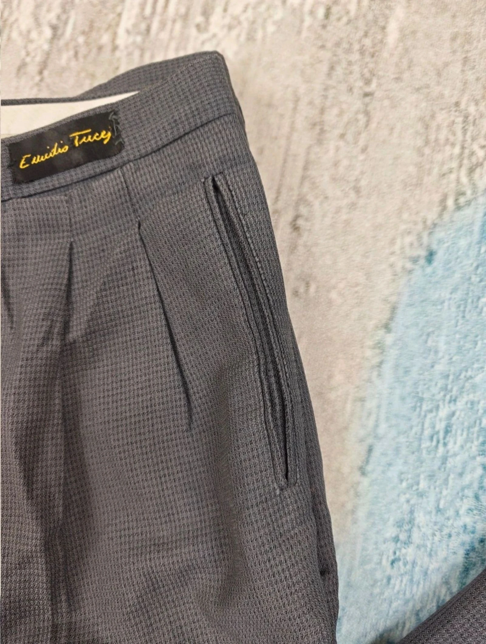 Emidio Tucci Pantalons rayés en laine plêssée à carreaux pour homme gris vintage Old Money Taille 48 – photo 5